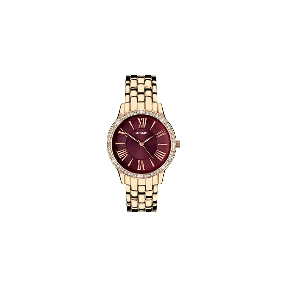 Sekonda Ladies Ruby Classic Watch Rose Gold Case & Alloy Bracelet with Ruby Dial 40290