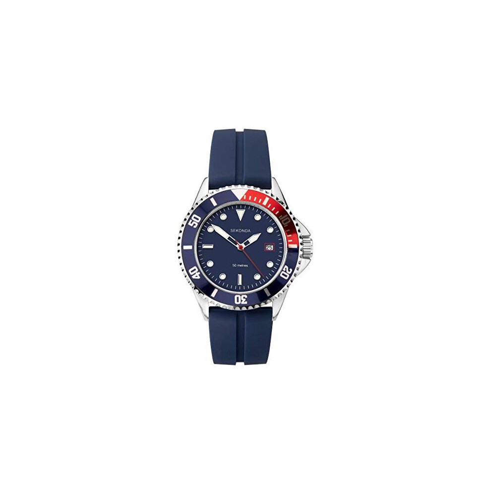 Sekonda Mens Sports Watch with Blue Dial and Blue Rubber Strap 1806