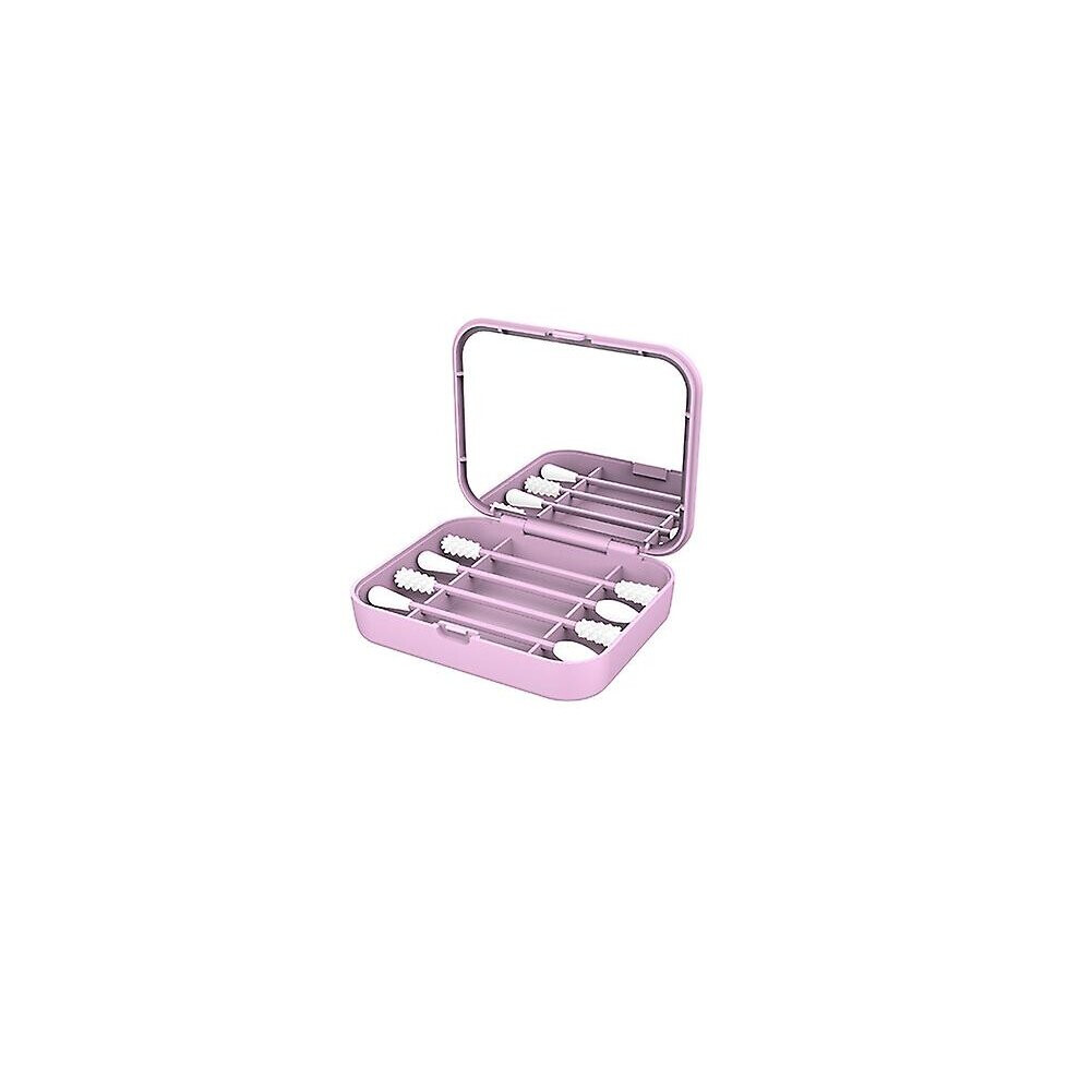 Pink (Pink) 4Pcs/Box Reusable Cotton Swab Ear Cleaning Cosmetic Silicone Buds Swabs Sticks With Makeup Mirror
