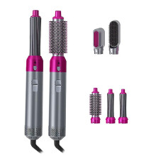 (European plug version) Multifunction 5 In 1 Hair Dryer Brush Multiple Brush Head Curling Hair Dryer