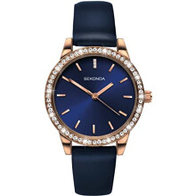 Sekonda Editions Ladies Analogue Quartz Watch with Rose Gold Case and Blue Strap 40328