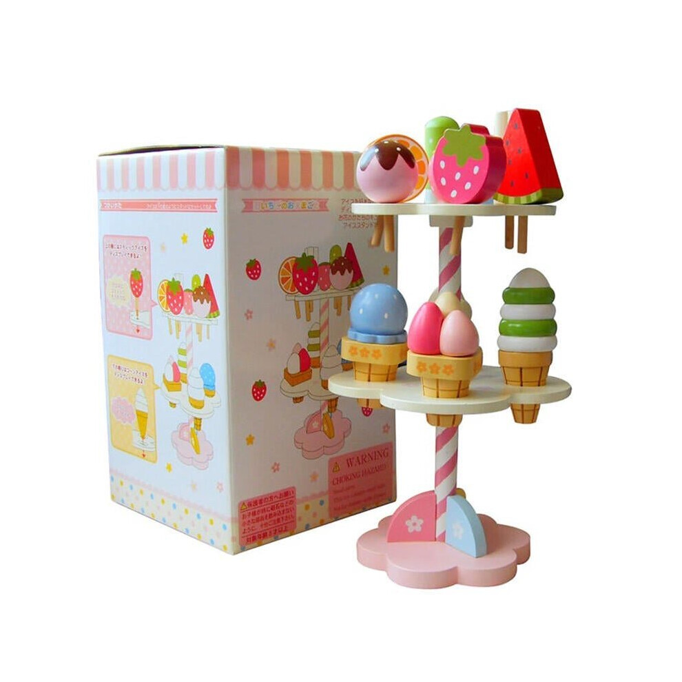 Wooden Kids Toy Play House Strawberry Ice Cream Stand Gifts 1 Set