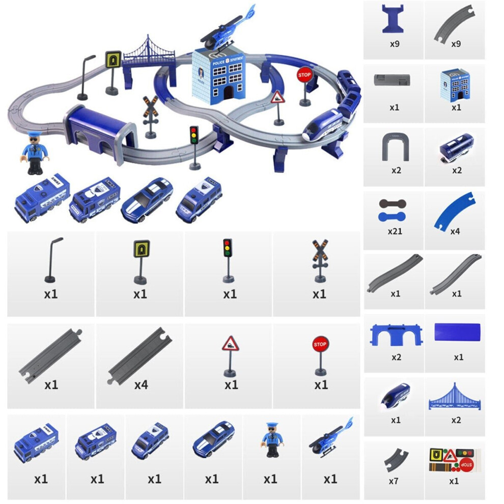 (purple) 66/92 Pcs Multi-style DIY Assembly Track Train Increase Parent-child Interaction Toy Set with Sound Effect for Kids Gift