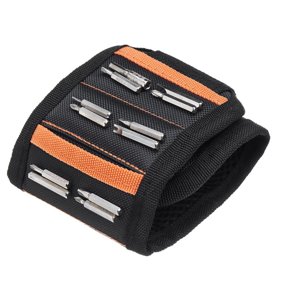 (15) Magnetic Wristband w/ Strong Magnets Holds Screws Nails Bits Repair Hand Easy Carry Gadget