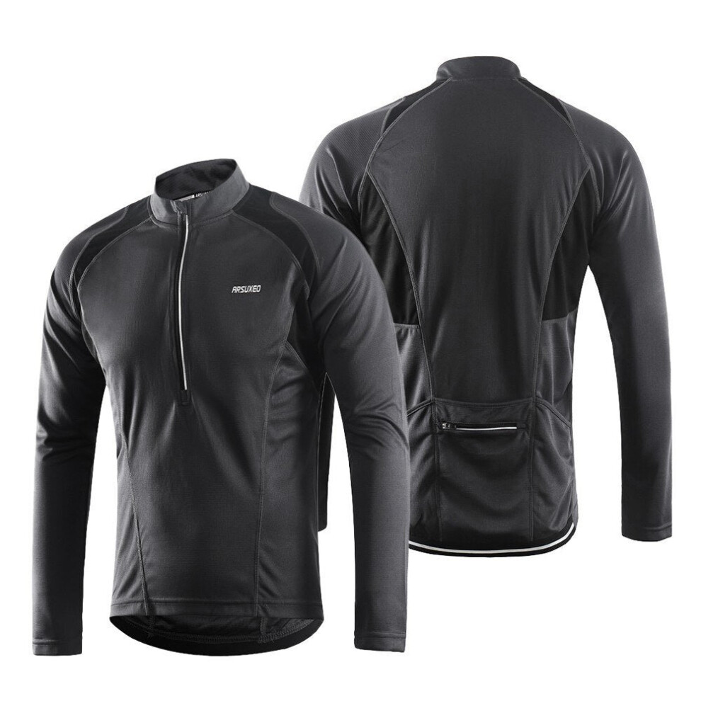 (Dark Grey, XL) Men's Long Sleeve Cycling Jersey Lightweight Breathable Quick Dry