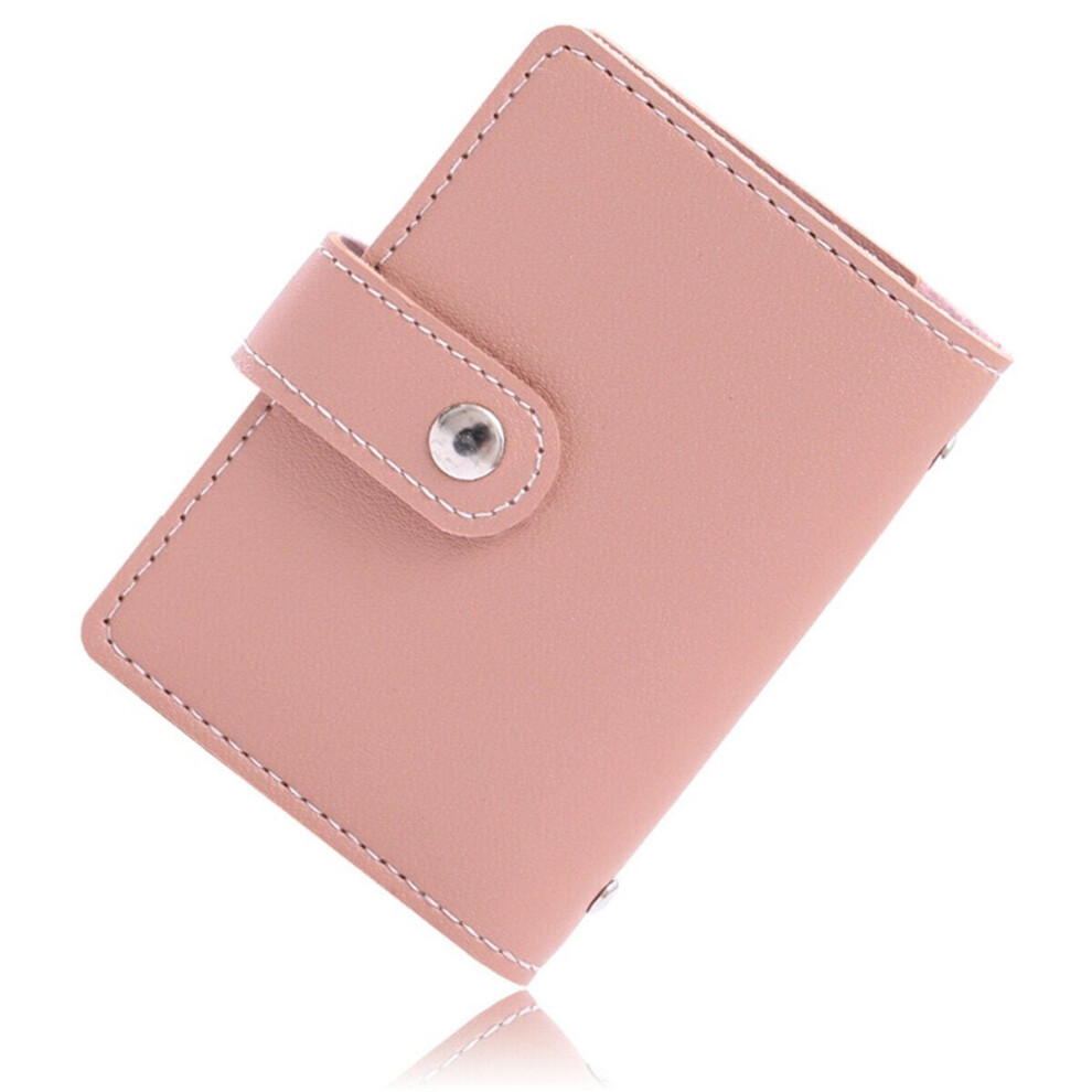 (Pink) 26 Card Slots Portable Leather Wallet Anti-theft Brush Shield NFC/RFID Holder
