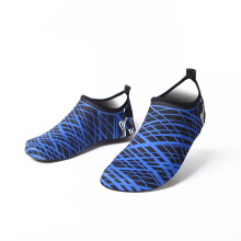 (Blue stripe, 8.5) Outdoor Wading Beach Shoes Swimming Surf Sea Slippers Quick-Dry Aqua-Soft Foldable