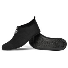(Black, 8.5) Outdoor Wading Beach Shoes Swimming Surf Sea Slippers Quick-Dry Aqua-Soft Foldable