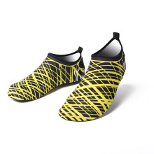 (Yellow stripe, 8.5) Outdoor Wading Beach Shoes Swimming Surf Sea Slippers Quick-Dry Aqua-Soft Foldable
