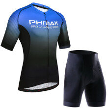 (Black Blue, Standard) Cycling Clothing Set Breathable Anti-UV Bicycle Wear Short Sleeve Jersey