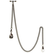 TREEWETO Men's Albert Chain Pocket Watch Curb Link Key Chain 2 Hooks with Antique Shield Bronze Pendant Design Charm Fob T Bar