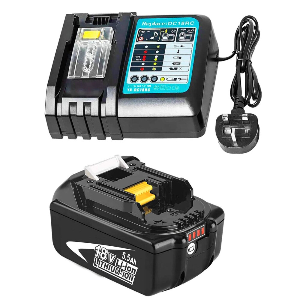 DC18RC Fast Charger Compatible with makita 14.4V-18V+5.5A LXT Battery