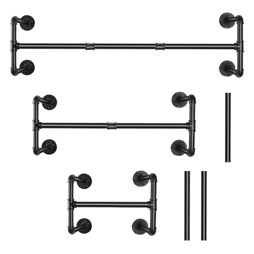 Wall Mount Hanging Garment Storage Rack Industrial Pipe Clothes  Rack 1