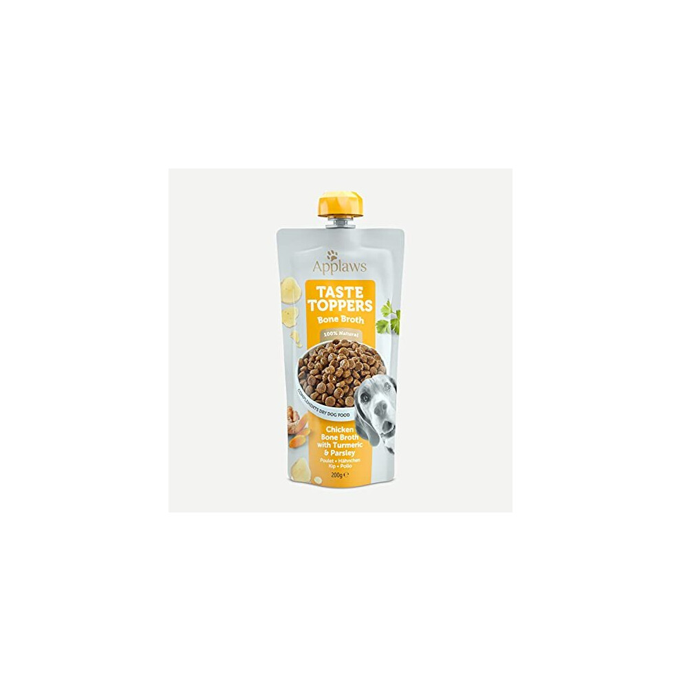 Applaws Taste Toppers 100% Natural Dog Food Topper, Chicken Broth for Dry Dog Food 6 x 200g Pouch