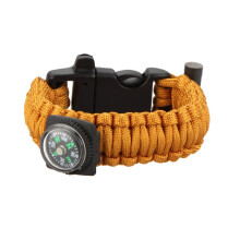 (Yellow) Multi-color Paracord Parachute Cord Emergency Kit Survival Bracelet Rope with Whistle