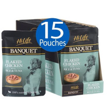 HiLife Banquet Dog Food Flaked Chicken with Rice and Tuna, 15 x 100 g Pouches