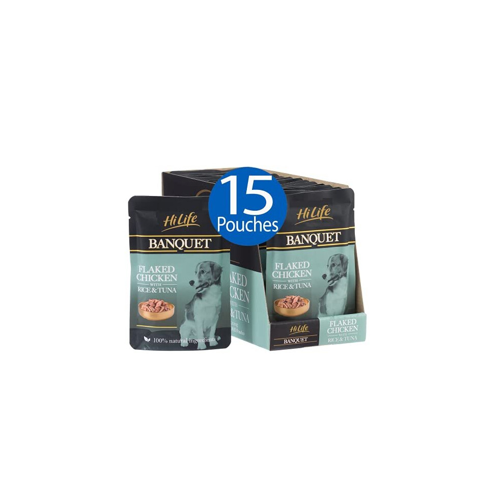 Hilife Banquet Dog Food Flaked Chicken With Rice And Tuna, 15 X 100 G Pouches