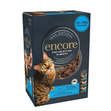 Encore 100% Natural Wet Cat Food: Fish Selection in Broth, 75% Real Meat + Omega-3 for Healthy Skin & Coat