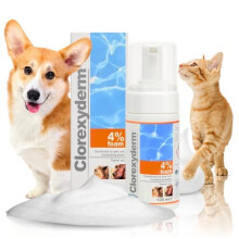 Clorexyderm 4% Foam Mousse for Dogs & Cats - Antibacterial & Anti-fungal - Dry Itchy Skin Relief – Moisturises, Soothes & Softens Skin & Coat - 100