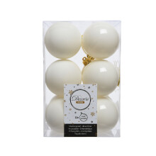 12 Wool White Christmas Baubles 6cm Shatterproof Ornaments Shiny Matt
