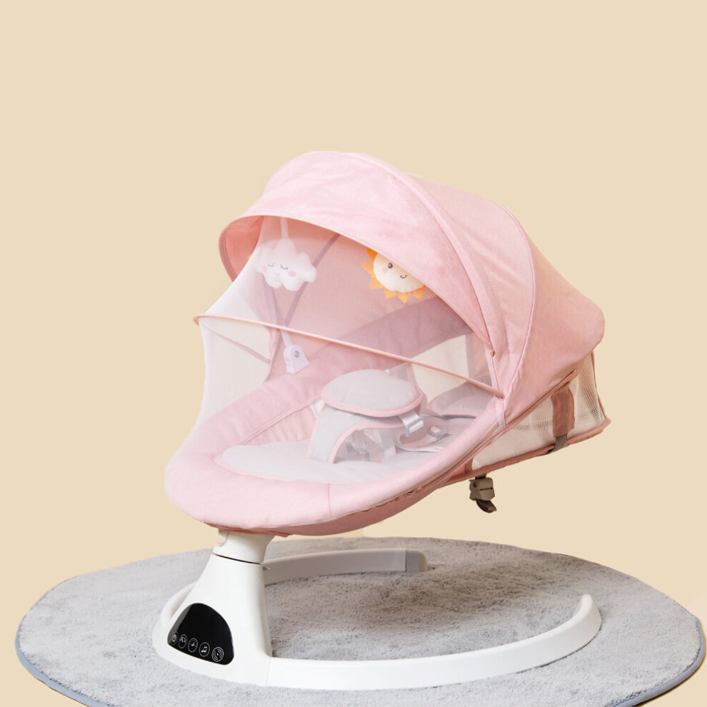 (Pink) Bluetooth Electric Baby Swing Portable Cradle