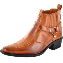 (Tan, UK 7) US Brass Mens Western Cowboy Pointed Toe Chelsea Ankle Boots