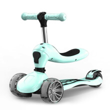 (Light Blue) Children's Scooter With Four Wheel Sitting Two In One Baby Foldable Colorful