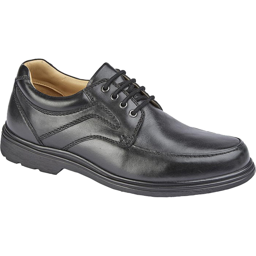 (Black, UK 14) Roamers Mens Extra Wide Fit Leather Lace Up School Work Shoes