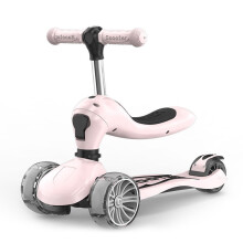 (Pink) Children's Scooter With Four Wheel Sitting Two In One Baby Foldable Colorful