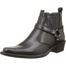 (Black, UK 12) US Brass Mens Western Cowboy Pointed Toe Chelsea Ankle Boots