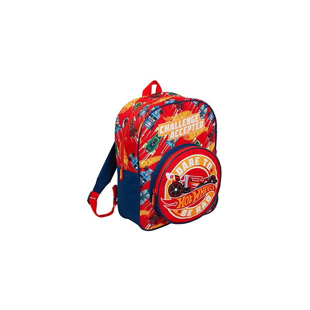Hot Wheels Backpack for Kids Large Cars School Travel Sports Bag with Drinks Holder