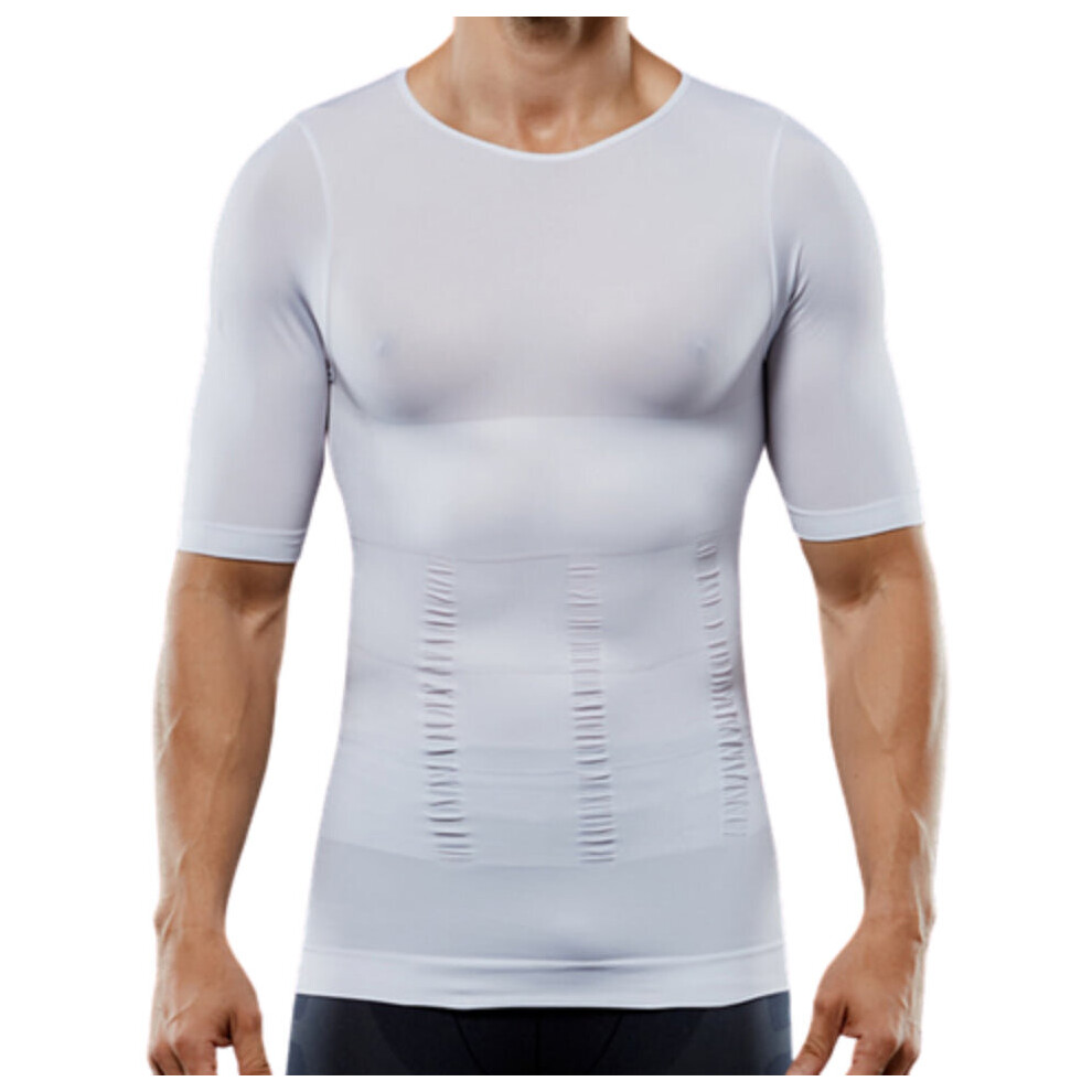 (White, S) Men Seamless Sport Compression Elastic Shape-wear