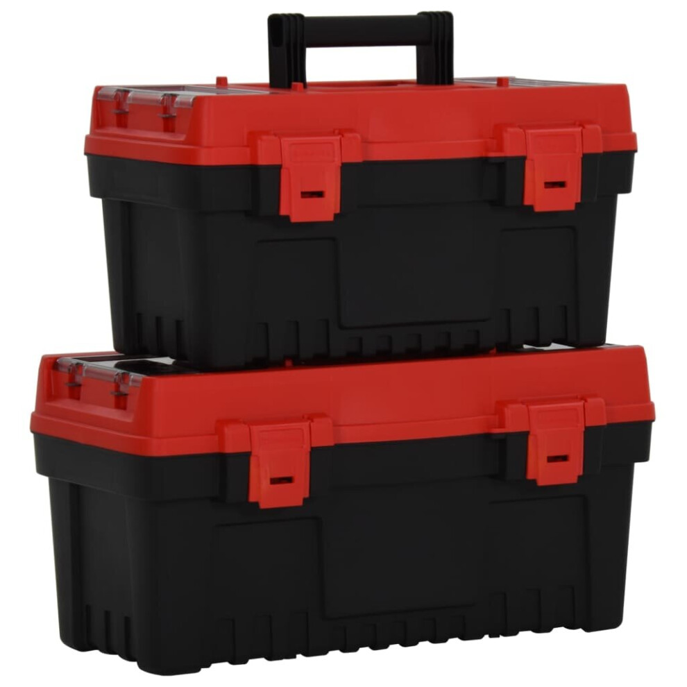 (55 X 27.5 X 28.5 cm) vidaXL Tool Box Set 2 Piece Black&Red Tool Case 36x19x18.5 cm/55x27.5x28.5 Cm