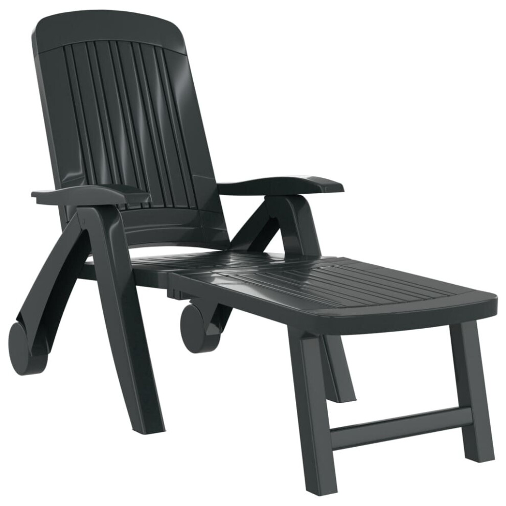(green) vidaXL Folding Sun Lounger Outdoor Daybed Sunbed Garden Lounger Polypropylene