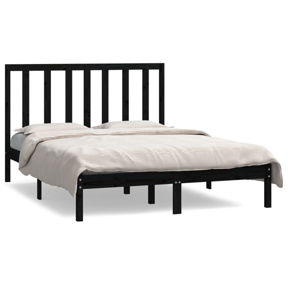 Vidaxl (Black, 140 X 190 Cm) Solid Wood Pine Bed Frame Bedstead Multi Colours 135X190 Cm/140X190 Cm