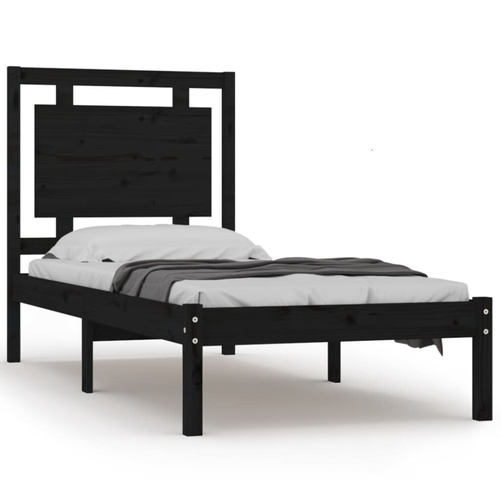 (black, 75 x 190 cm) vidaXL Solid Wood Bed Frame Wooden Platform Bed Bedstead Multi Colours/Sizes