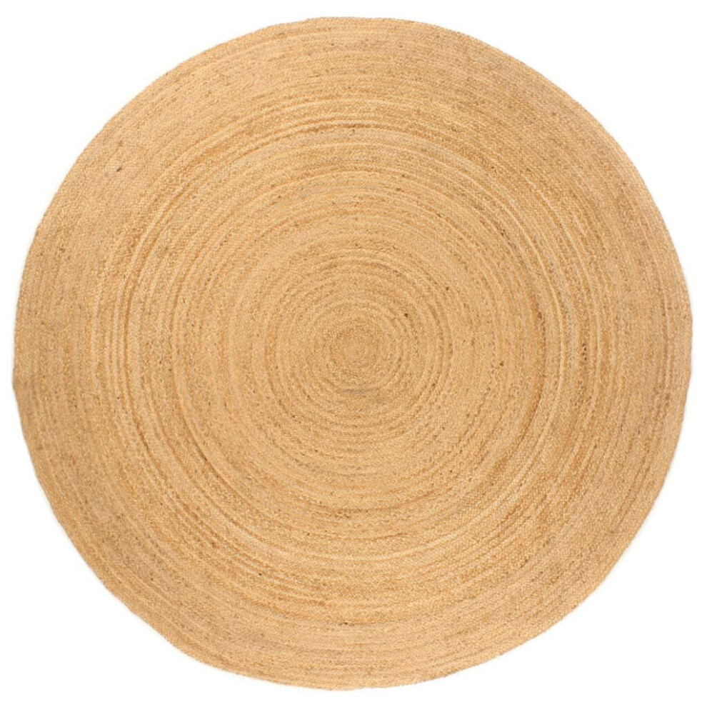 (240 cm) vidaXL Area Rug Braided Jute Round Living Room Floor Carpet Mat Multi Sizes