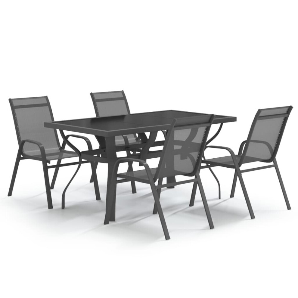 (grey And black, 140 Cm Table length) vidaXL Garden Dining Set Multi Colours 5/7/9 Piece 140 cm/180 Cm Table Length