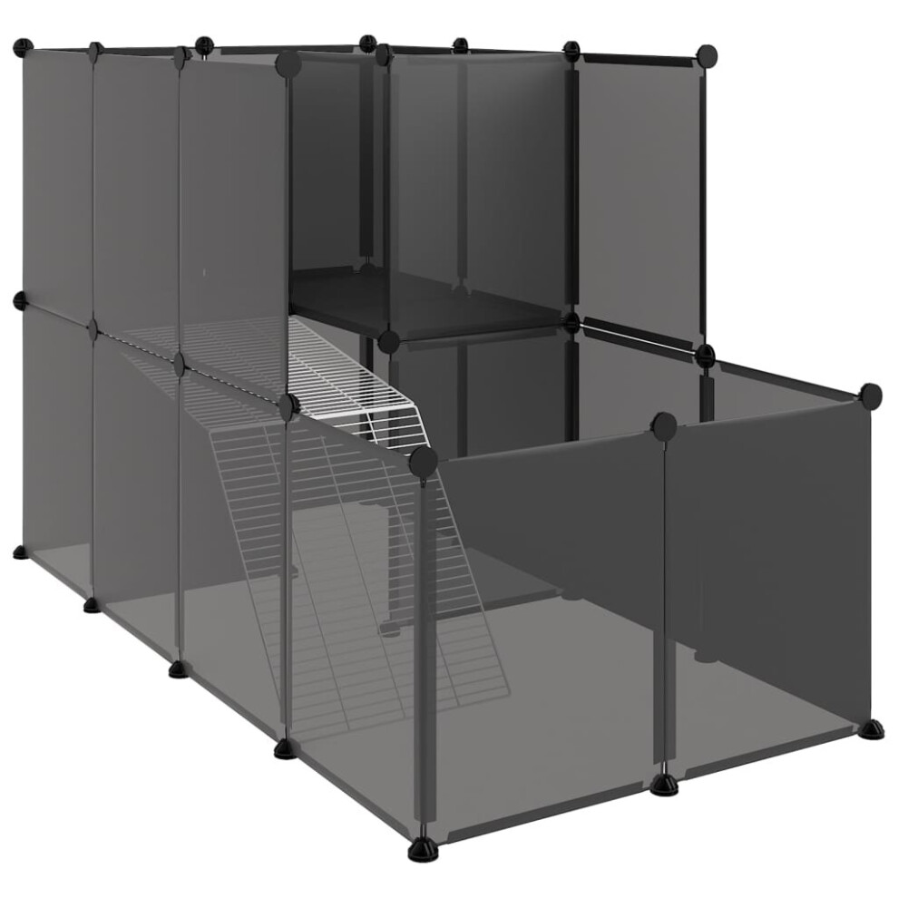 Vidaxl (Black) Small Animal Cage Pp And Steel Animal Supply House Black/Transparent