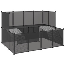 (black) vidaXL Small Animal Cage PP and Steel Animal Supply House Black/Transparent