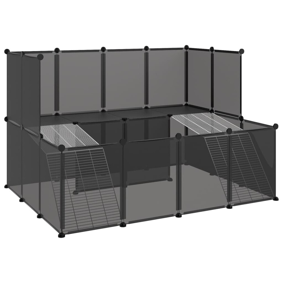 Vidaxl (Black) Small Animal Cage Pp And Steel Animal Supply House Black/Transparent