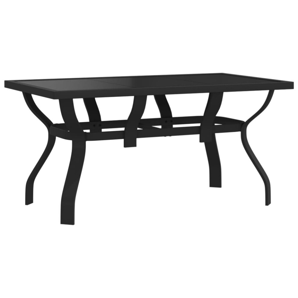 (black, 140 x 70 x 70 cm) vidaXL Garden Table Steel and Glass Multi Colours 140x70x70 cm/180x80x70 cm