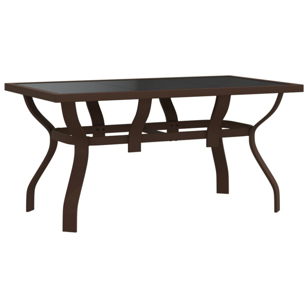 (brown and black, 140 x 70 x 70 cm) vidaXL Garden Table Steel and Glass Multi Colours 140x70x70 cm/180x80x70 cm