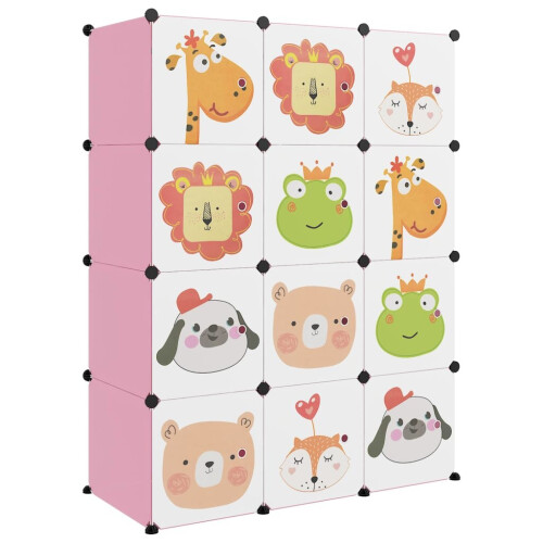 VidaXL vidaXL Kinderschrank Modular mit 12 Würfeln Rosa PP