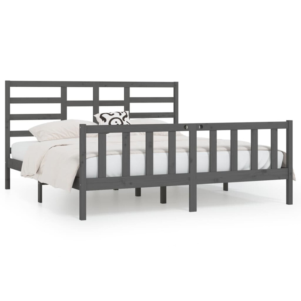 (grey, 200 x 200 cm) vidaXL Solid Wood Pine Bed Frame Wooden Bedstead Bed Base Multi Colours/Sizes