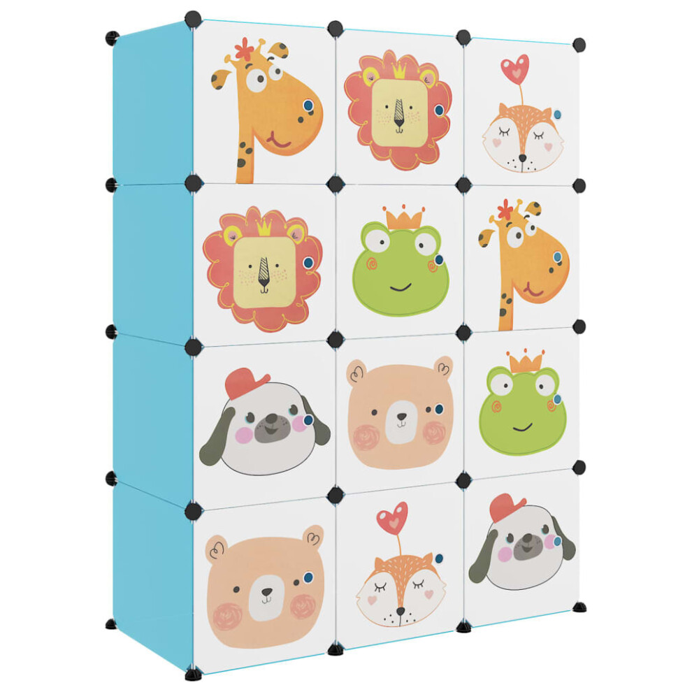 Vidaxl (Blue, 110 X 46.5 X 144 Cm) Cube Storage Cabinet For Kids With 8 Cubes Blue Pp Multi Colours/Sizes