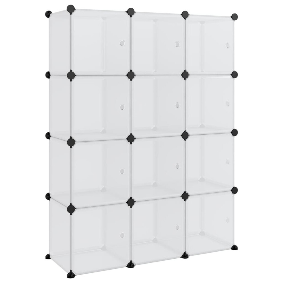 (transparent and white, 94 x 31.5 x 123.5 cm) vidaXL Storage Cube Organiser PP Shoe Rack Room Divider Multi Colours/Sizes-image-OPC-P9RDQSK-NEW