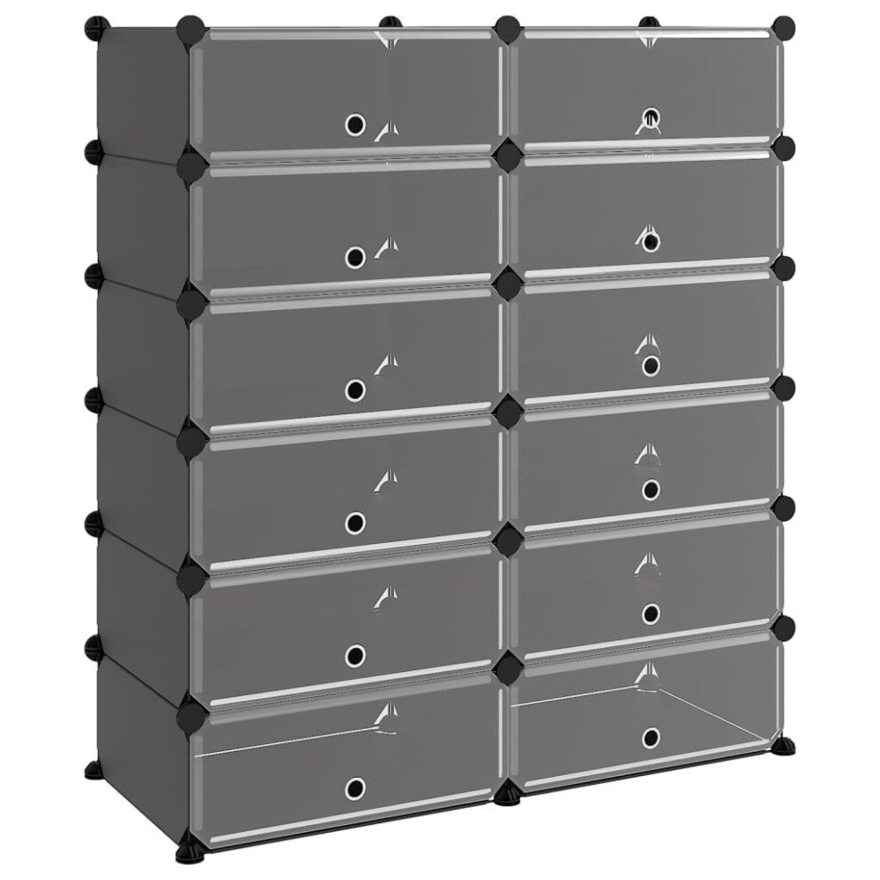 (black, 94.5 x 36.5 x 106 cm) vidaXL Shoe Rack PP Home Organiser Storage Shelf Black/Transparent Multi Sizes