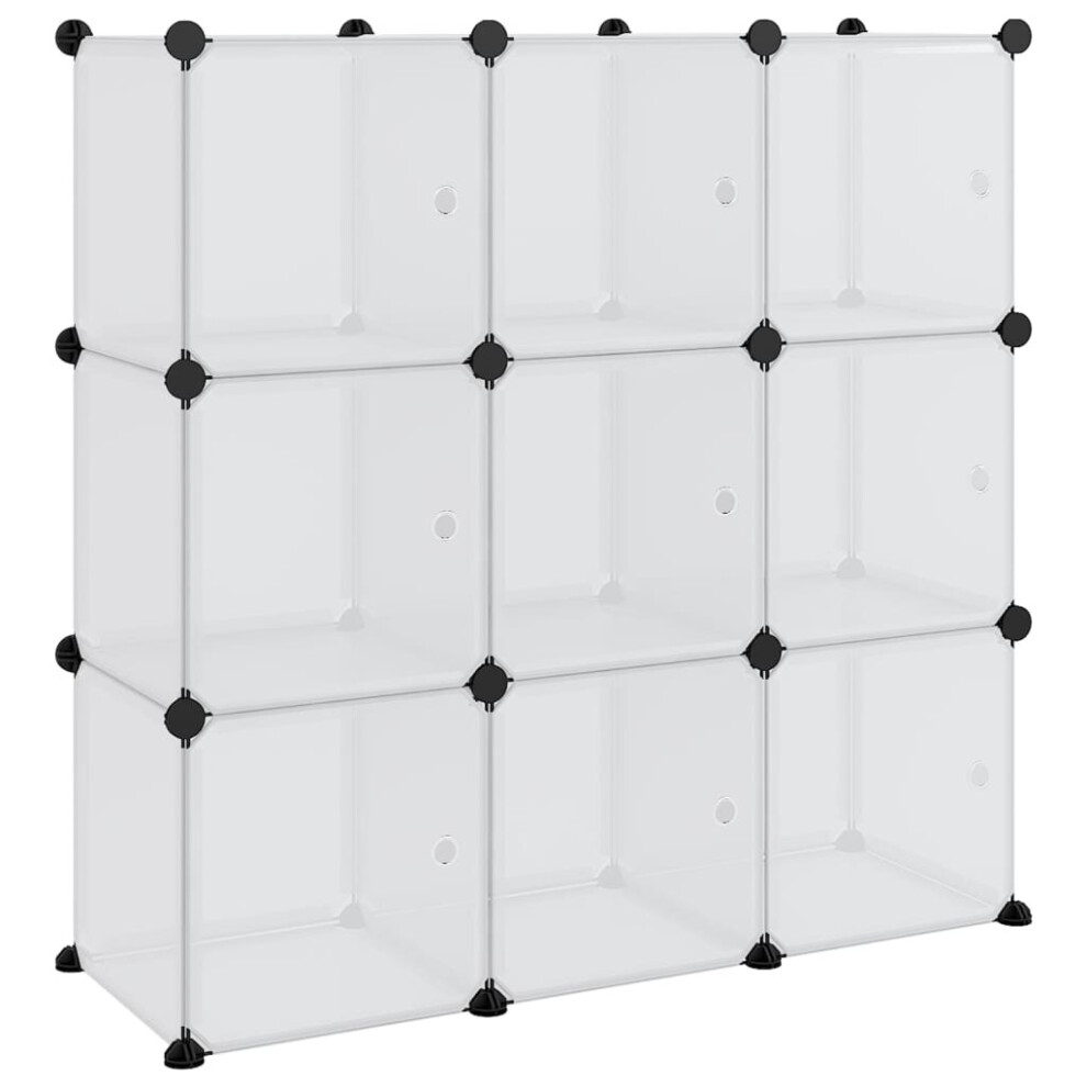 Vidaxl (Transparent And White, 94.5 X 31.5 X 94 Cm) Storage Cube Organiser Pp Shoe Rack Room Divider Multi Colours/Sizes