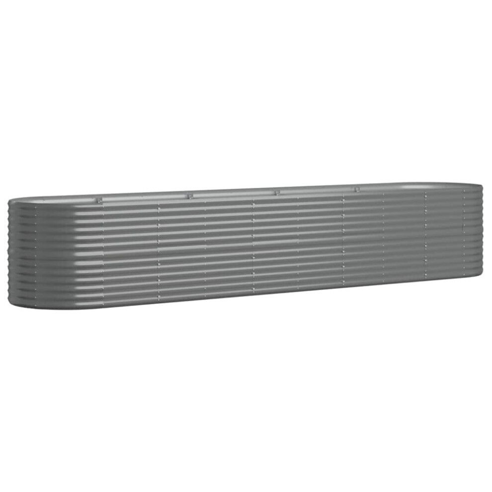 Vidaxl (, 368 X 80 X 68 Cm) Garden Planter Patio Flower Pot Raised Garden Bed Powder-Coated Steel Grey